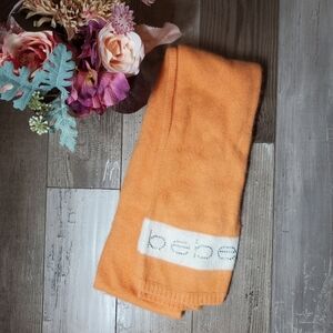 Vintage Y2K Bebe Women's Scarf Orange White Rhinestones Bling EUC